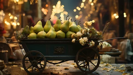 Deurstickers carriage with flowers © SAJJAD