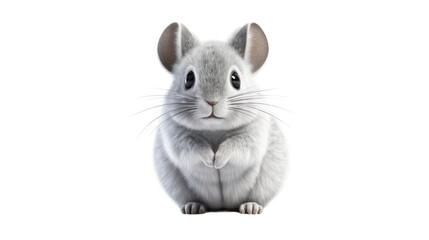 A gray and white mouse sitting elegantly on its hind legs