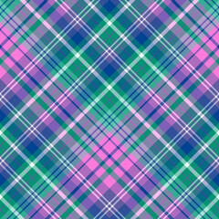 Seamless pattern in comfortable green, dark blue and pink colors for plaid, fabric, textile, clothes, tablecloth and other things. Vector image. 2