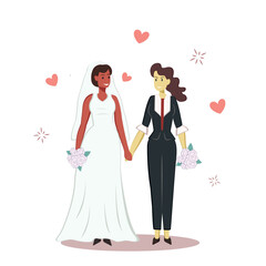 Two lesbians in a wedding dress