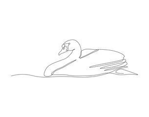 Continuous Line Drawing Of Swan. One Line Of Beautiful Swan. Bird Swan Continuous Line Art. Editable Outline.