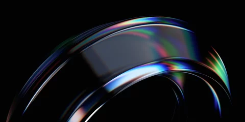 Photo sur Plexiglas Échelle de hauteur Abstract iridescent shape, dark background design, 3d render
