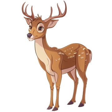 deer cartoon  illustration isolated on transparent background - Generative AI