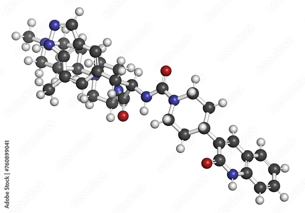 Wall mural zavegepant migraine drug molecule.