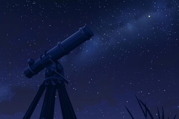 Starry night sky with a sleek Modern telescope in the foreground Ideal for astronomy software Stargazing apps Or educational materials about the cosmos.