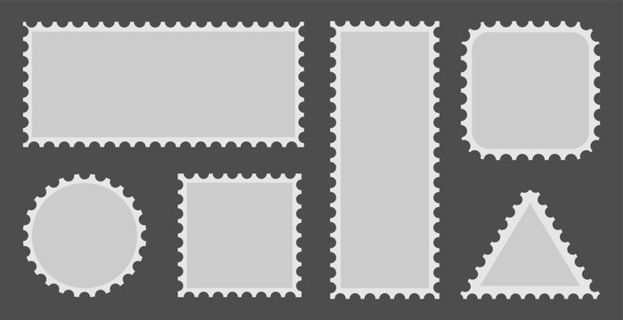 Blank Postage Stamps. Frames collection. Blank rectangle and square postage stamps. Vector illustration.