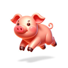 Pig 3D animal illustration.