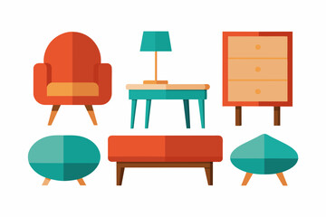 Beautiful Home decor furniture vector art illustration