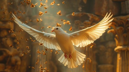 New Testament winged dove of the Holy Spirit - obrazy, fototapety, plakaty