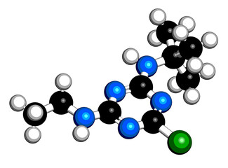 Terbuthylazine herbicide molecule.