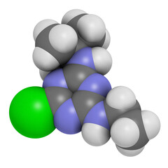 Terbuthylazine herbicide molecule.