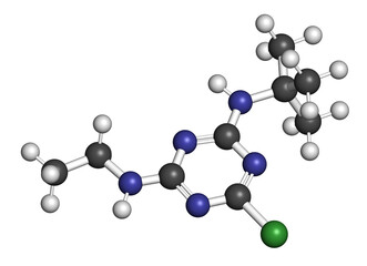Terbuthylazine herbicide molecule.