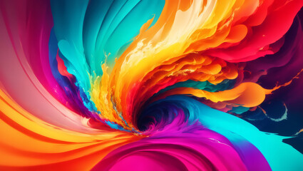 Chromatic Blaze Abstract Colorful Fluid Art with Vivid Waves Swirling Around a Blackhole