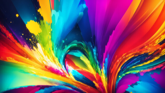 Vibrant Color Explosion of an Abstract Rainbow Swirl Background Wallpaper