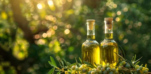 Foto op Canvas olives olive oil still life rays of light © Андрей Трубицын