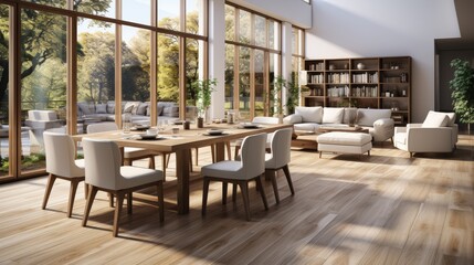 Obraz premium Well-Equipped Room With Furniture and Bookshelves