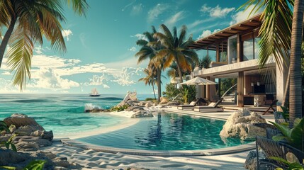 interior villa vacation resort Paradise Place - obrazy, fototapety, plakaty