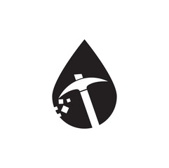 Mining drop shape concept Logo Design. Mining industry logo design template.