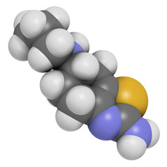 Pramipexole drug molecule.
