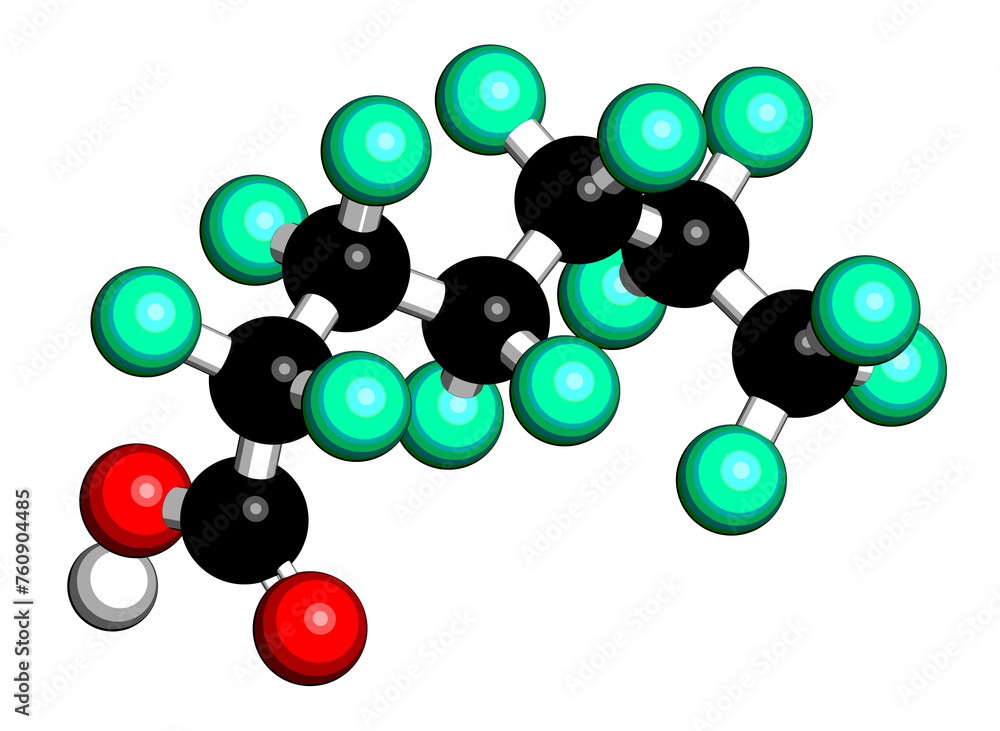 Wall mural perfluoroheptanoic acid (pfhpa) pfas molecule.