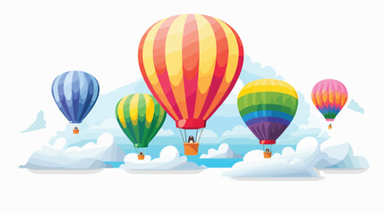 Colorful hot air balloons floating in the sky. flat