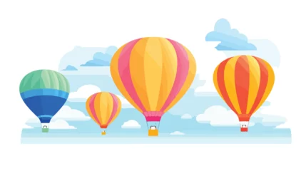 Crédence de cuisine en verre imprimé Montgolfière Colorful hot air balloons floating in the sky. flat