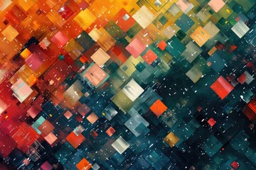 Pixel background with vibrant digital mosaic