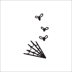 vector doodle of spider webs and flies