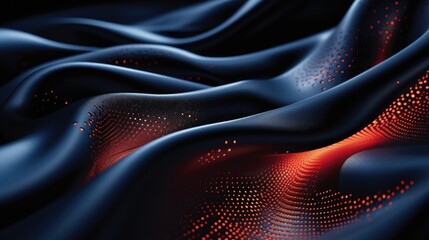 Silken Waves in Blue and Red Abstract Background