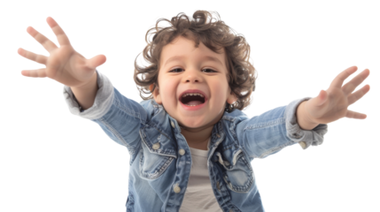 A young boy stands with his hands outstretched, exuding a sense of wonder and possibility