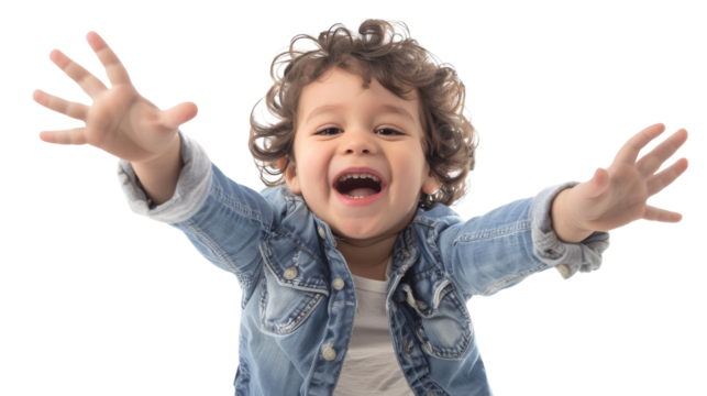 A young boy stands with his hands outstretched, exuding a sense of wonder and possibility