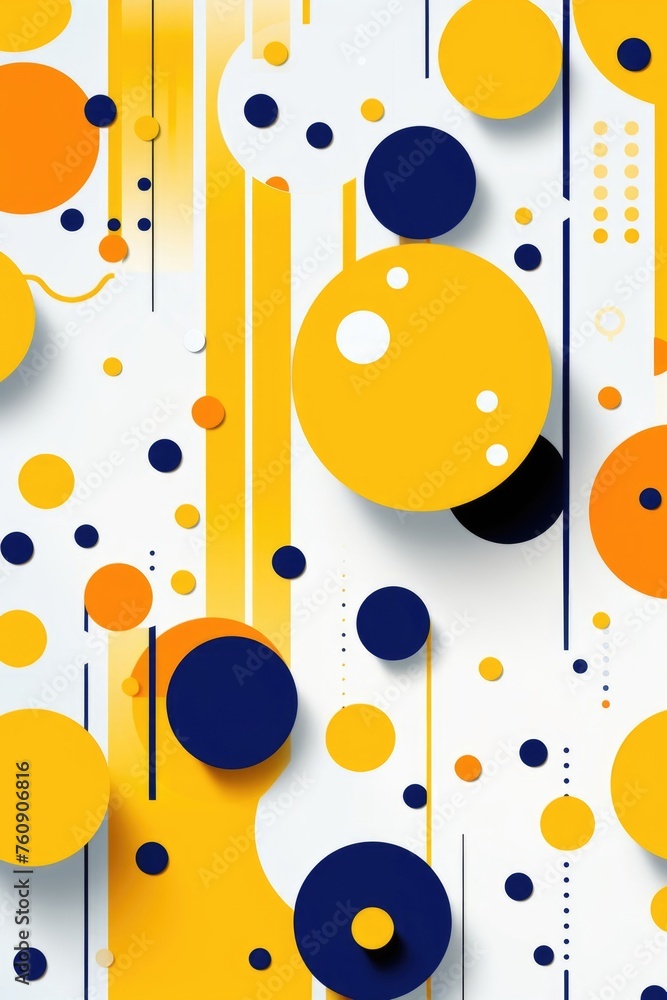 Wall mural fluid yellow lines and dots abstract background