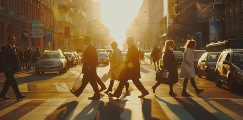 Foto op Canvas business people crossing the road Manhattan USA © Андрей Трубицын