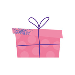 Vector set of different gift boxes in festive wrapping paper with ribbon and bows. Stack of different presents for Christmas holiday, birthday. Flat vector illustration isolated on background