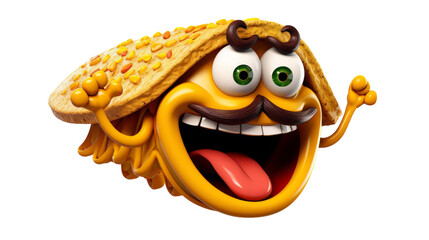 A whimsical cartoon character wearing a hat and sporting a stylish mustache