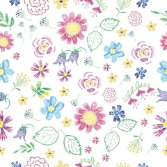 Print embroidery, flowers on a with background