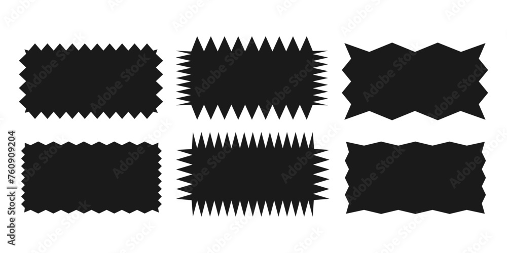 Poster jagged rectangle.a set of uneven zigzag rectangular shapes. black color. isolated elements for desig