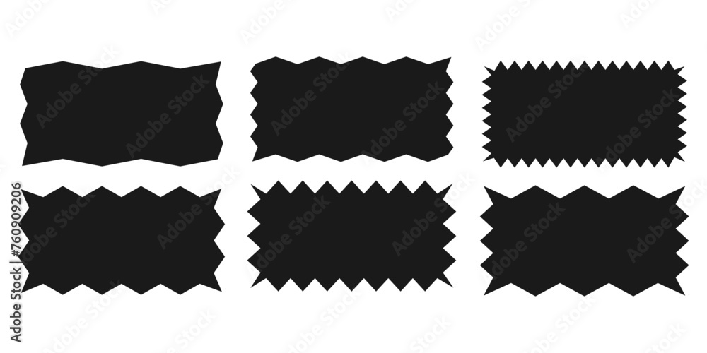 Aufkleber zigzag rectangle.a set of uneven zigzag rectangular shapes. black color. isolated elements for desig