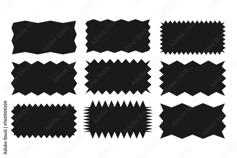 Aufkleber collection of jagged rectangles. a set of uneven zigzag rectangular shapes. black color. isolated el