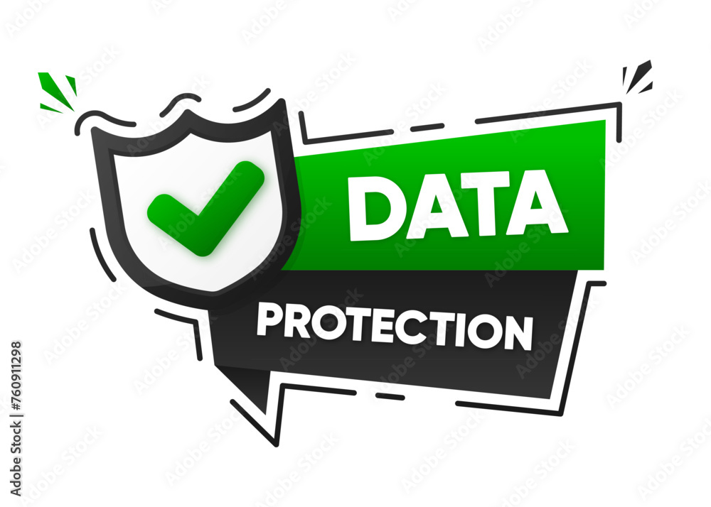 Poster secure data protection vector shield. protected connection label. technology concept. vector illustr