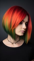Woman With Red, Green, and Orange Hair