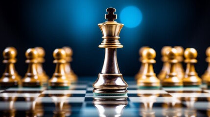 Business strategy as a game of chess with focus on teamwork and checkmate moves for management victory