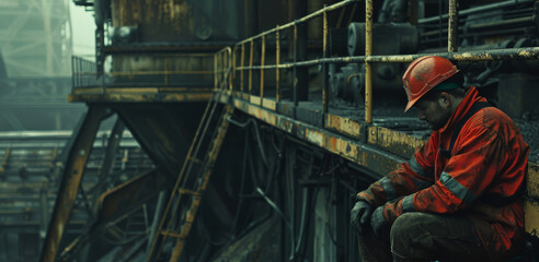 worker performing a task checking the functions of a pneumatic control valve in an offshore oil and gas process platform, technician