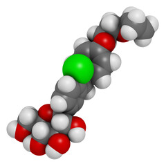 Bexagliflozin diabetes drug molecule.