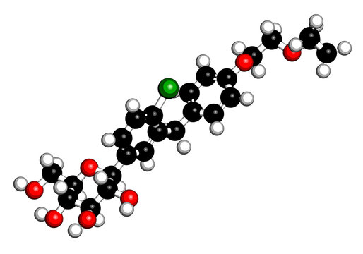 Bexagliflozin diabetes drug molecule.