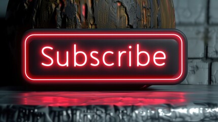 Vivid Neon Subscribe Button on Grunge Background