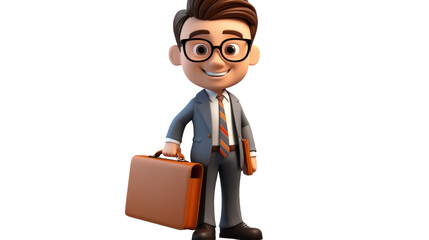 A cartoon man in a suit and tie carrying a briefcase, ready for a day at the office