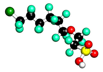 Chlorinated polyfluoroalkyl ether sulfonic acid (6:2 Cl-PFESA) PFAS class molecule.
