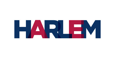 Harlem, New York, USA typography slogan design. America logo with graphic city lettering for print and web.