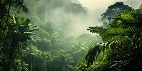 Dense Green Forest With Abundant Trees